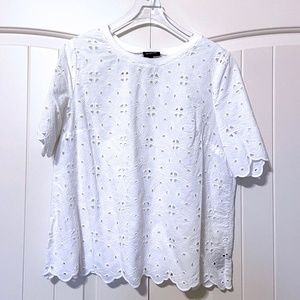 Who What Wear Eyelet Top | Large